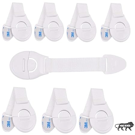 EARENDEL KIDS Baby Safety Furniture Locks - Adjustable & Flexible with 3M Adhesive, Child/Toddler/Infants Proofing Protector Locks for Kids for Drawers, Cabinets, Fridge, Cupboard -White