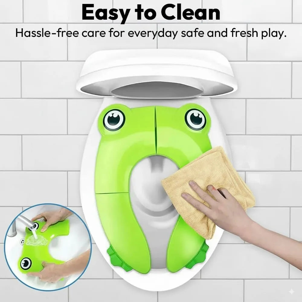 Earendelkids Foldable Baby Potty Seat- Cute Frog Design, Non-Slip & Portable Trainer Potty Seat