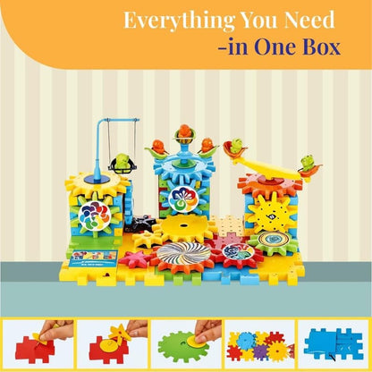 Earendel Kids Battery Operated Rotating Building Blocks with Gears & 1 AA Battery | STEM Learning Toy for Kids | Spinning Talent Puzzle for Toddlers | Educational Construction Set - 3+ Years
