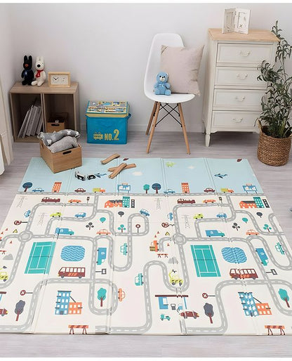 Alphabet Theme Foldable Baby Play Mat for Floor, Extra Large (180x150x6mm) Floor Mat for Crawling, Playing, & Tummy Time | Non-Toxic, Soft & Comfortable Kids Playmat